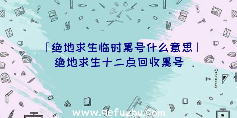 「绝地求生临时黑号什么意思」|绝地求生十二点回收黑号